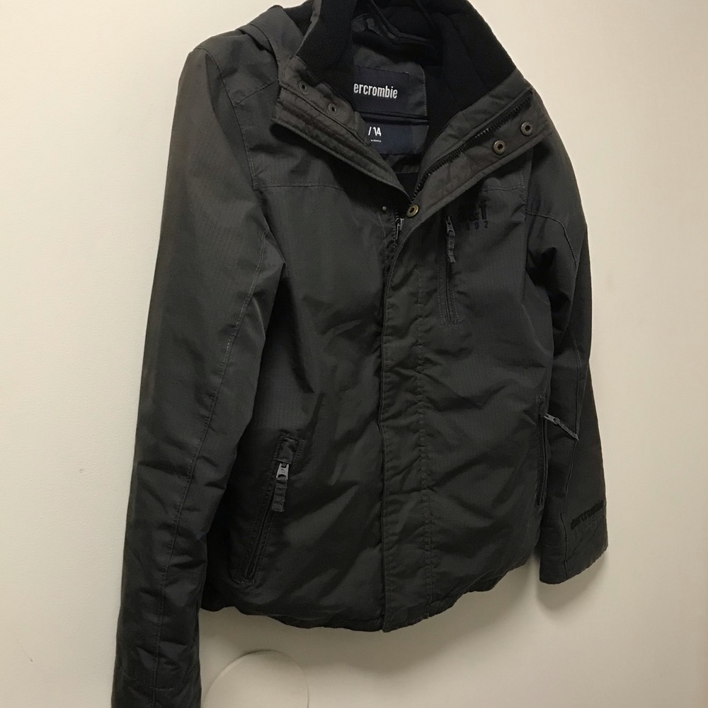 Nice Grey Fleece Lined Zipper & Snap Up Abercrombie & Fitch Jacket! - Picture 15 of 15